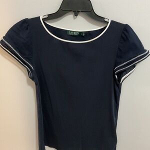 Women’s Lauren Ralph Lauren Double Flutter Sleeve Fitted Tee, Large